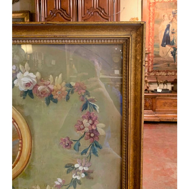 Glass 18th Century French Aubusson Gouache Tapestry Design in Giltwood Frame For Sale - Image 7 of 9