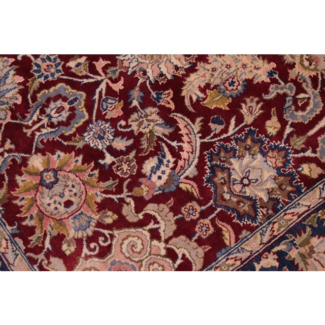 Shabby Chic Shabby Chic Beautiful 1990's Floral Pak-Persian Red/Teal Wool Rug - 6'4'' X 9'2'' For Sale - Image 3 of 9
