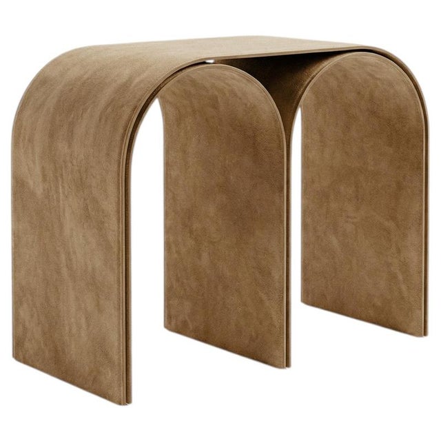 Nabuck Arch Stool in Steel and Leather by Pietro Franceschini For Sale - Image 6 of 6