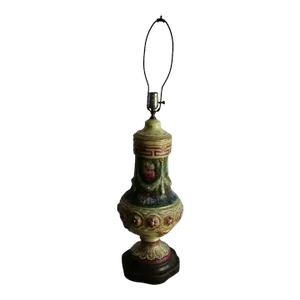 Large Mid 20th Century French Porcelain Hand Painted Vase Table Lamp