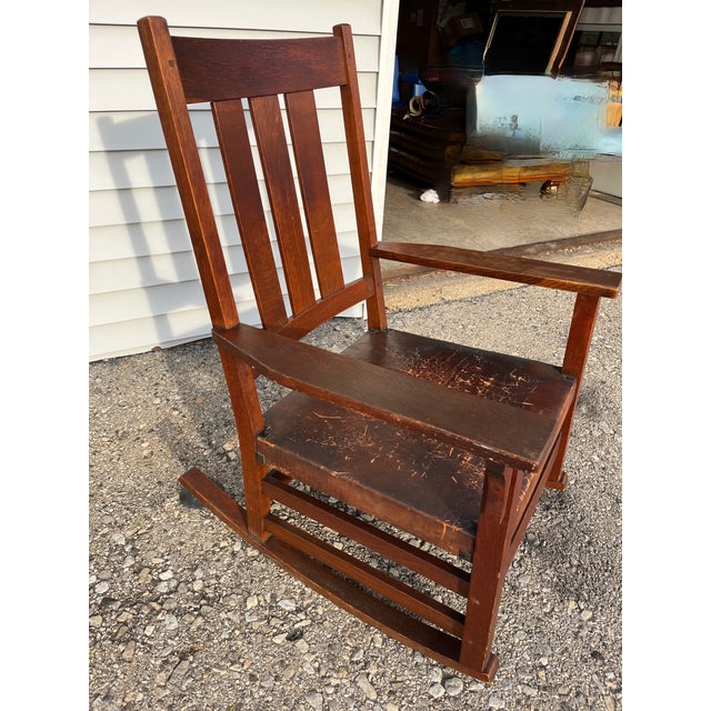 Stickley 1920s Gustav Stickley Model 365 Oak Rocking Chair For Sale - Image 4 of 7