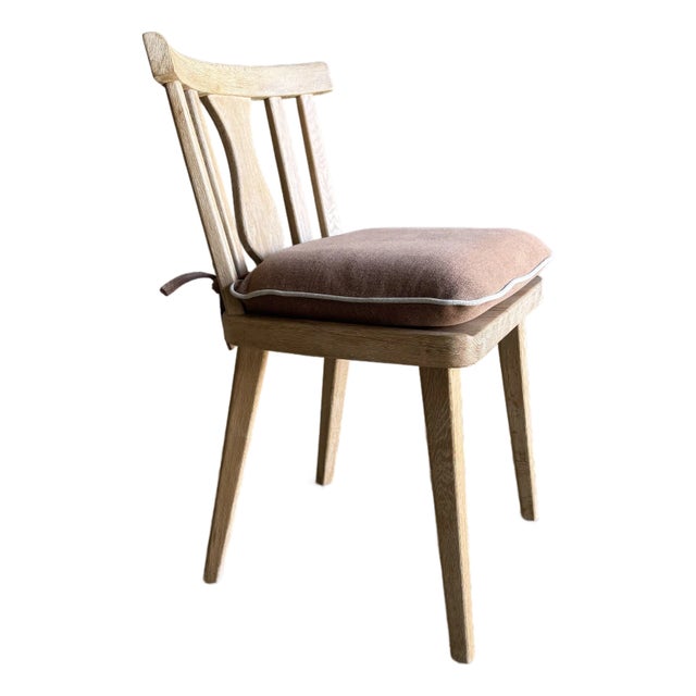 Durrell White Oak Dining Chair With Linen Seat Cushion in Natural Finish For Sale