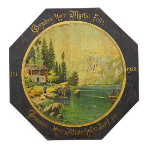 Antique Honor Target Landscape With Lake and Mountains, Germany 1925