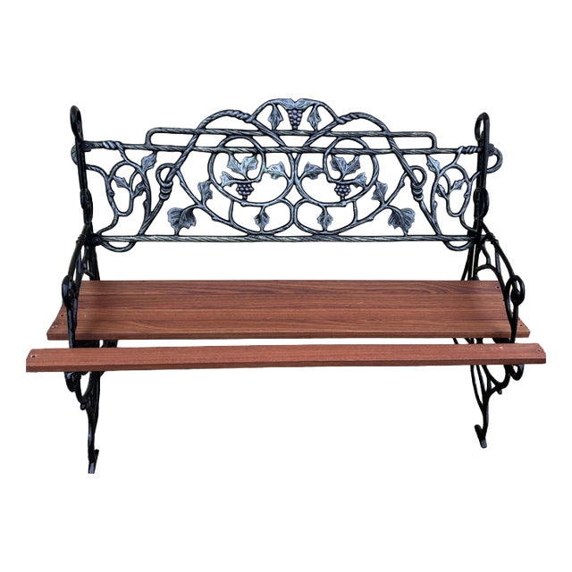 Antique Victorian Blacksmith-Made Cast Iron Garden Bench For Sale