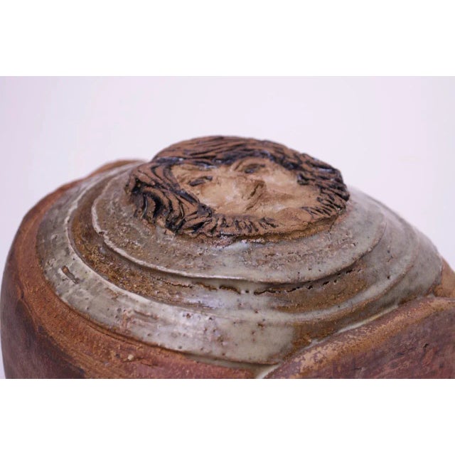 Taupe Vintage Figural Studio Stoneware Vase / Candleholder For Sale - Image 8 of 13