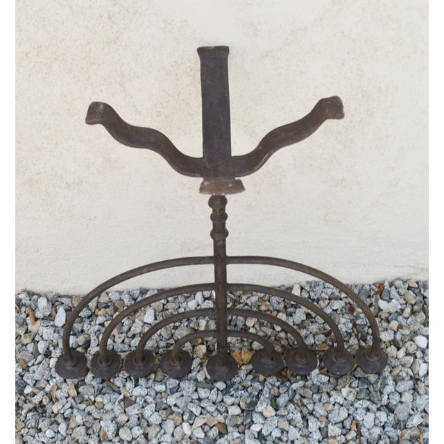 Metal Vintage 1980s Candelabra 9 Cups Custom Made Wrought Iron 24'' Height X 24'' Width X 14'' Base For Sale - Image 7 of 10