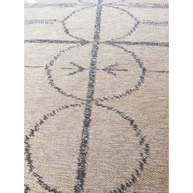1970s Large Vintage Scandinavian Handwoven Wool Rug with Geometric Pattern, 1980s For Sale - Image 5 of 8