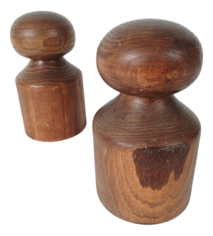 Vintage Alpine Bottles or Vases in Turned Ash Wood, 1960s, Set of 2