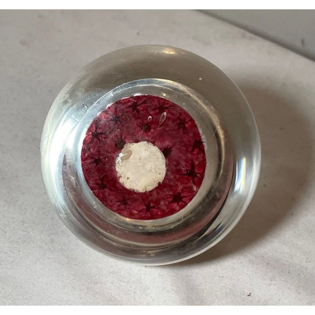 Red Vintage Hand Blown Italian Murano Art Studio Glass Millefiori Paperweight Ball For Sale - Image 8 of 8