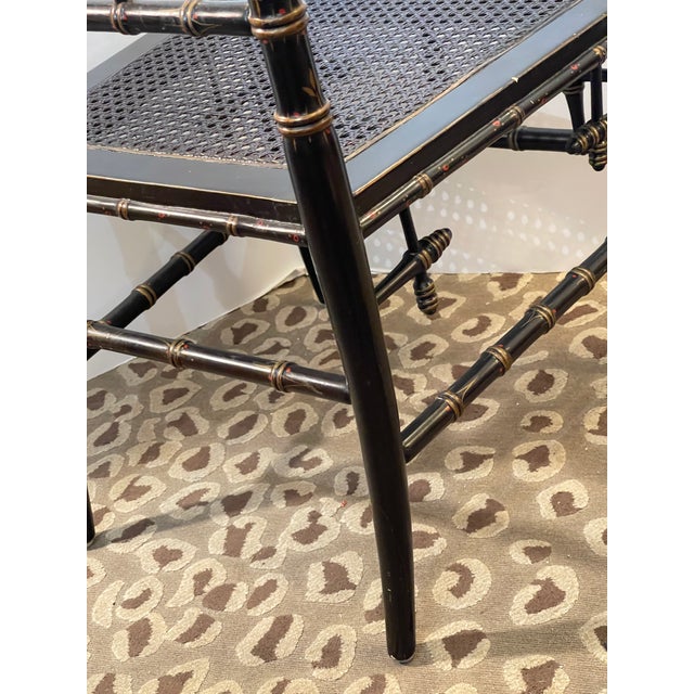 Napoleon III Faux Bamboo Painted Cane Low Chair, 19th Century For Sale - Image 13 of 14