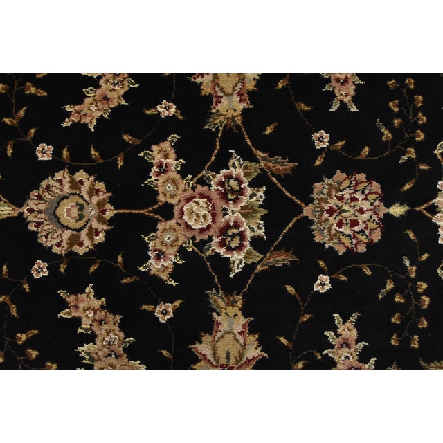Tabriz Rug 8’6” X 11’9” Black Wool/Silk Traditional Hand-Knotted Oriental Carpet For Sale - Image 11 of 15