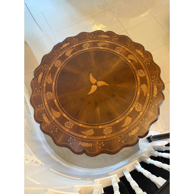 Wood Large Antique Irish Killarney Marquetry Inlaid Yew Wood Centre Table attributed to the Egan Workshop, 1860 For Sale - Image 7 of 18