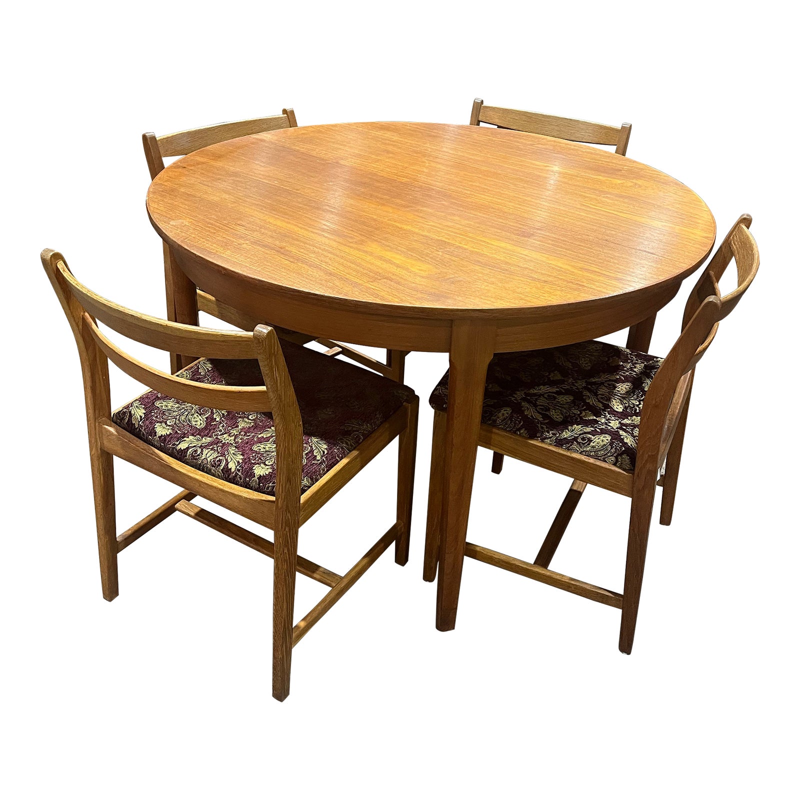Late 20th Century Danish Modern Vintage Dining Table With 4 Chairs - Set of 5 | Chairish