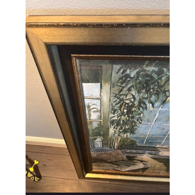 Wood Dennis Carney Original Conservatory Interior Painting, Framed, 48" X 35.5" For Sale - Image 7 of 10