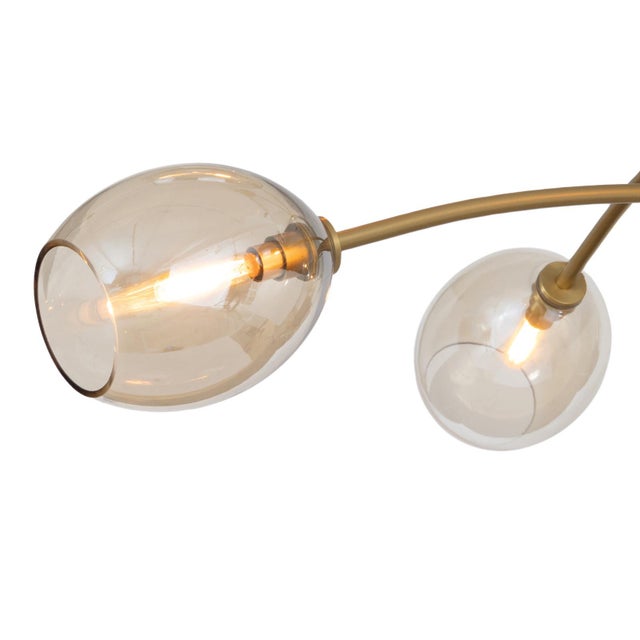 Artemis Mobile Chandelier, Natural Brass with Champagne Glass For Sale - Image 4 of 7
