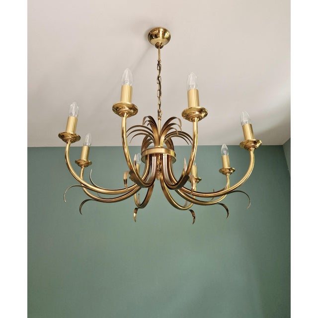 Large Hollywood Regency Brass Chandelier, Belgium, 1970 For Sale - Image 17 of 17