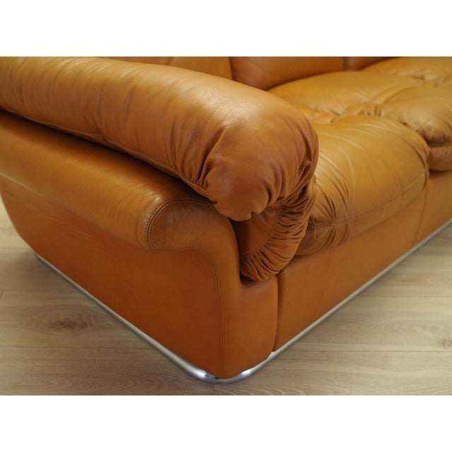Space Age Orange Leather Sofa, Italy, 1960s For Sale - Image 10 of 18