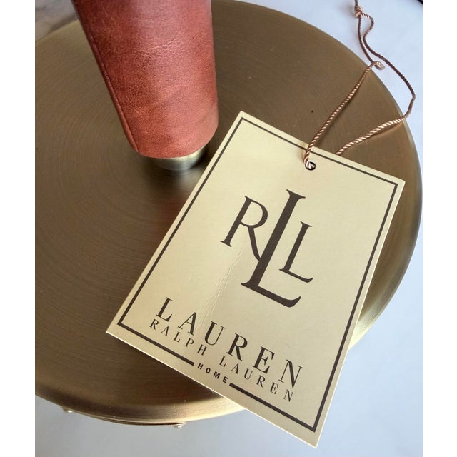 Ralph Lauren Brass and Leather Candlestick Table Lamps, Pair For Sale In Philadelphia - Image 6 of 7