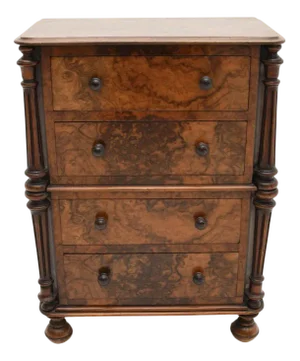 Antique Victorian Burr Walnut Chest of Drawers, 1880
