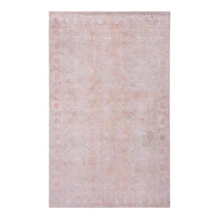 1920s White Cream Geometric Antique Indian Agra Cotton Rug 4'0" X 6'6" Handknotted Carpet For Sale