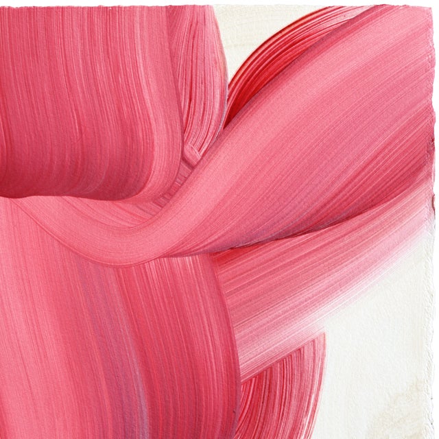 Abstract Avp_1275 - Abstract Vibrant Pink Tone Contemporary Painting on Paper Original Artwork by Alex Voinea For Sale - Image 3 of 6