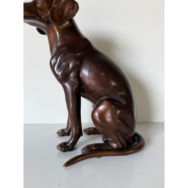 Vintage Life-Size Bronze Sitting Dog Sculpture For Sale - Image 4 of 12