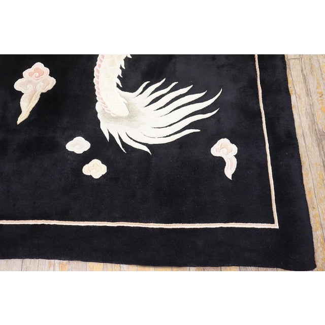 1980s Black Dragon Vintage Chinese Peking Rug 9'x 12' Handknotted Wool Carpet For Sale - Image 13 of 18