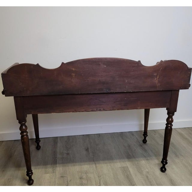 Antique English Georgian Mahogany Gallery Writing Desk With Two Drawers, Circa 1830 For Sale - Image 12 of 12