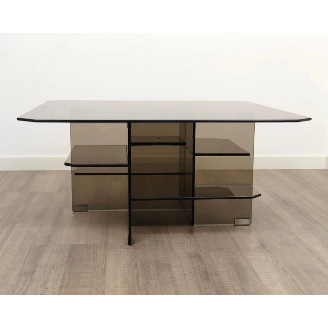 Smoked Glass Coffee Side Table, Italy, 1970s For Sale - Image 6 of 12