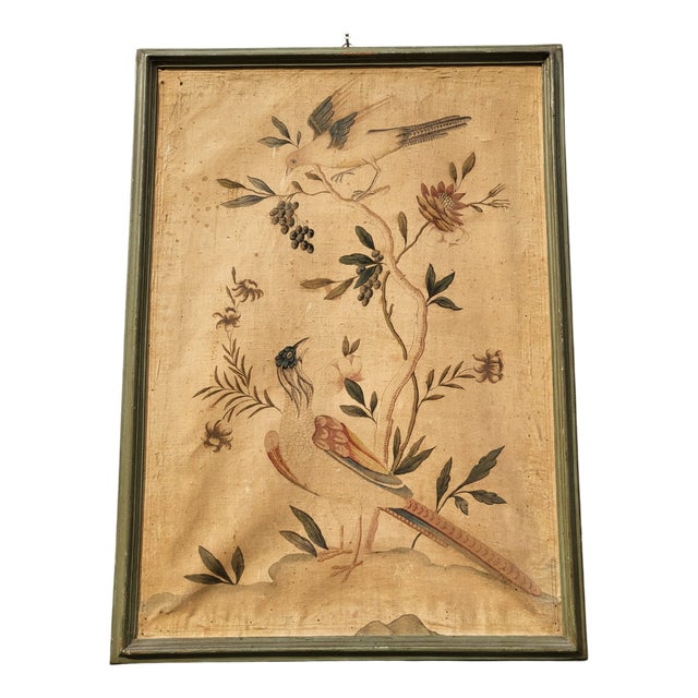 Bird Wallpaper Panel, Turin or China, 18th-19th Century For Sale