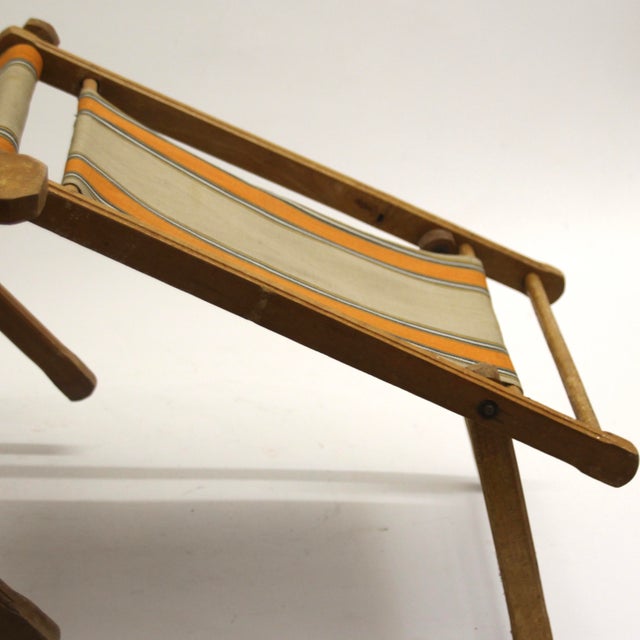 Vintage French Childrens Garden Lounger with Ottoman, 1930s For Sale - Image 9 of 11