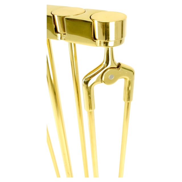 Set of Quality Mid Century Modern Brass Fireplace Tools For Sale - Image 9 of 16