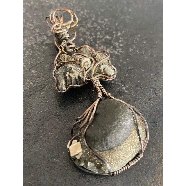 Silver Raw Iron Pyrite Wrapped Pendant in Original Presentation Gift Box For Sale - Image 8 of 18