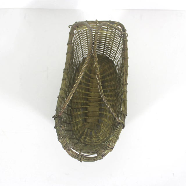 Brass Vintage Brass Wine Bottle Holder Basket For Sale - Image 8 of 10