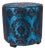 Vintage Moroccan Blue and Brown Cut Velvet Round Pouf Ottoman, Art Deco For Sale