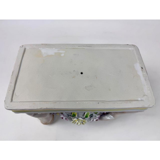 Antique 19th Century German Figural Porcelain Putti Basket or Jardiniere with Hand-Applied Flowers from Greiner & Sohne Rauenstein For Sale - Image 18 of 18