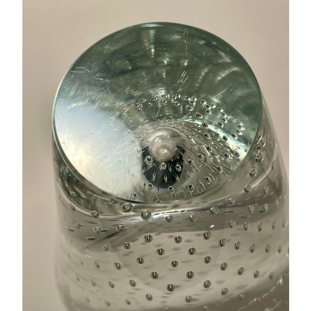 Vintage Murano Italy Hand Blown Art Glass Controlled Bubbles Vase 15” For Sale - Image 4 of 6