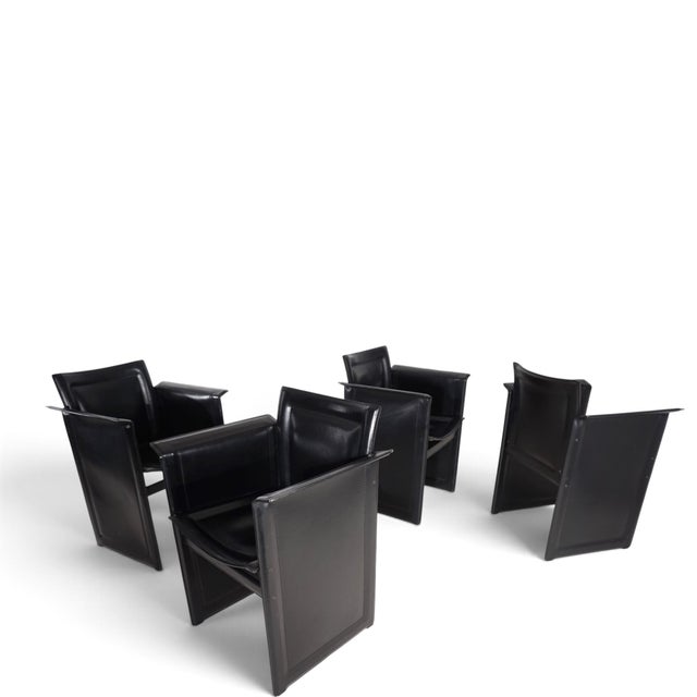 Black Solaria Leather Dining Chairs by Tito Agnoli for Arrben, 1970, Set of 4 For Sale - Image 8 of 18