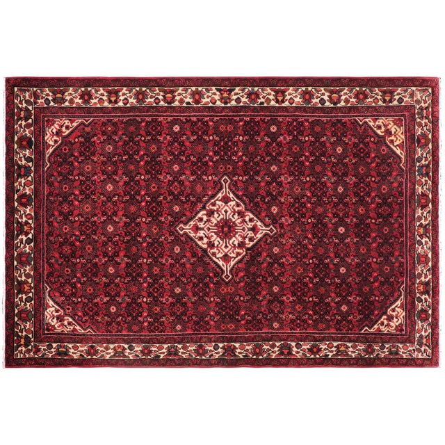 Red Shabby Chic Persian Tabriz Red/Beige Wool Rug - 7'0'' X 9'8'' For Sale - Image 8 of 10