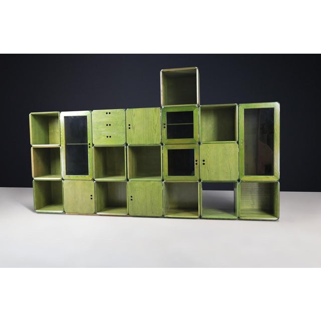 Green Modular Cabinet by Derk Jan de Vries for Maisa di Seveso, 1970s, Set of 19 For Sale - Image 6 of 18