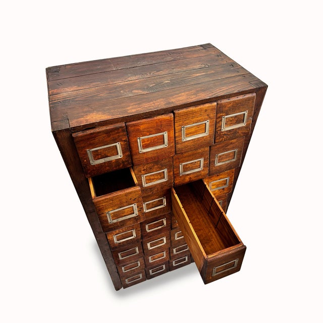 Wood Vintage 24-Drawer Cabinet, 1950s For Sale - Image 7 of 12