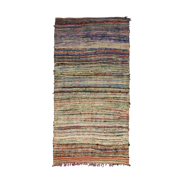 Boho Chic Azilal Multicolored Berber Rug in Wool and Cotton For Sale - Image 3 of 8