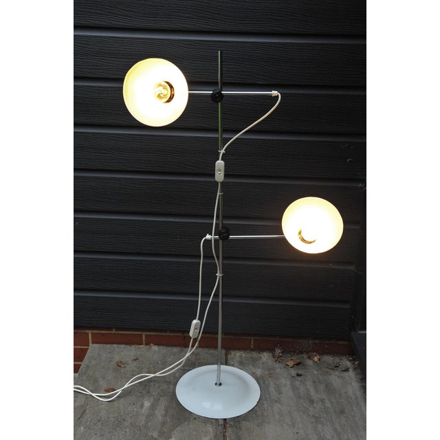 Mid-Century Modern White Twin Head Standard Lamp by G. A. Scott for Maclamp, England, 1970s For Sale - Image 12 of 13