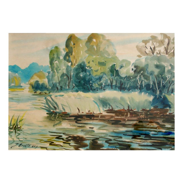Janis Brekte, River, 1960, Watercolor on Paper For Sale