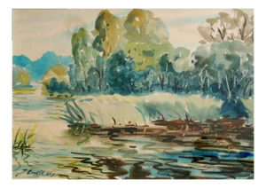 Janis Brekte, River, 1960, Watercolor on Paper