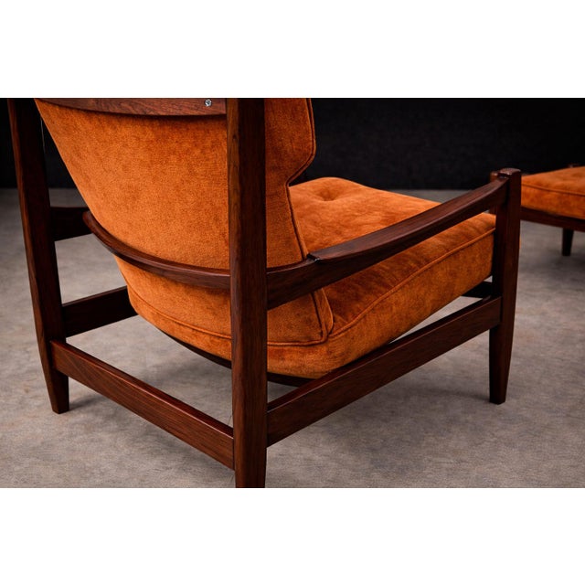 Alexandre Rapoport Brazilian Rosewood Armchair With Ottoman in Burnt Caramel Mohair, Brazil, 1960s For Sale - Image 17 of 17