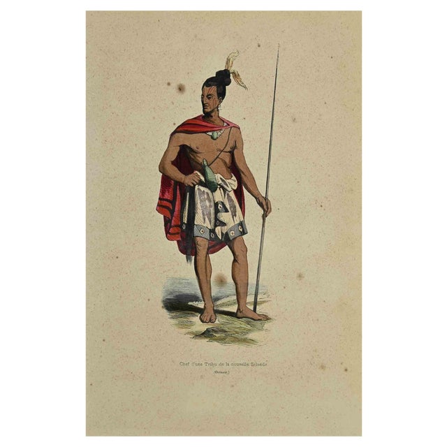 Auguste Wahlen, Chef d'une Tribu de la Nouvelle Zelande, Lithograph, 1844 For Sale