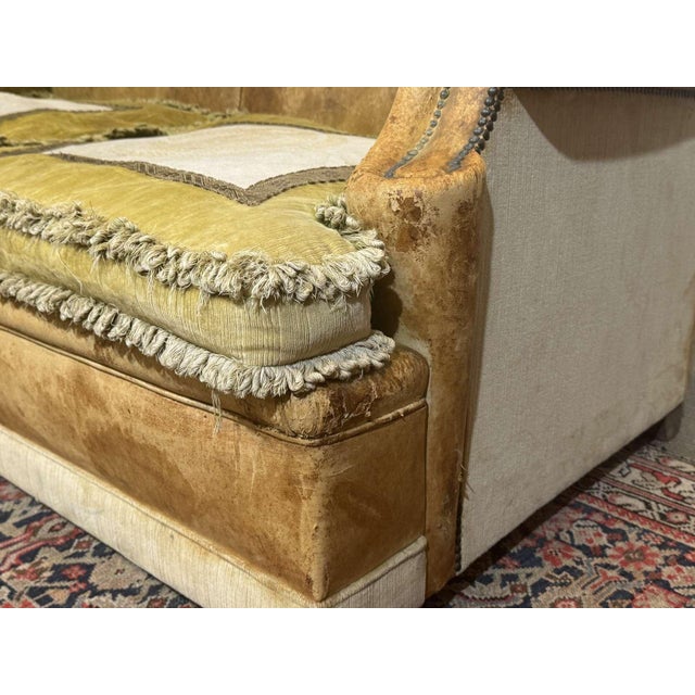 Vintage Club Sofa in Leather and Fabric, 1930s For Sale - Image 17 of 18