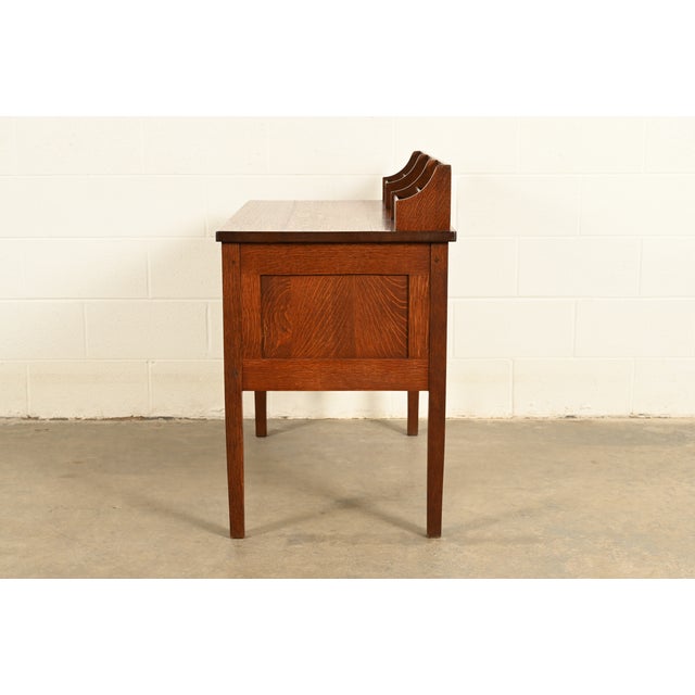 Early Gustav Stickley Mission Oak Arts & Crafts Writing Desk, Circa 1904 For Sale - Image 12 of 15