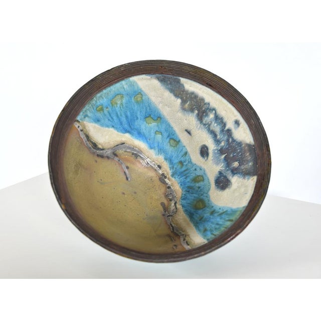 20th Century Sculpture Raku Art Pottery Stoneware Bowl on Stand from Catriona McLeod, 1970s For Sale - Image 12 of 18